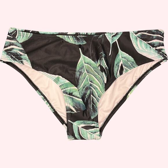NWOT women's black and green tropical bikini bottom swim bottom size XS - Picture 1 of 4